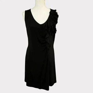 Elle size L EUC little black dress with great front ruffle detail